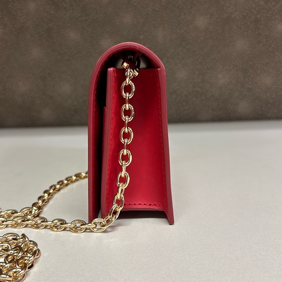 🔥🔥🔥Zac Posen Red Leather Wallet On Chain Crossbody Bag - Picture 2 of 15